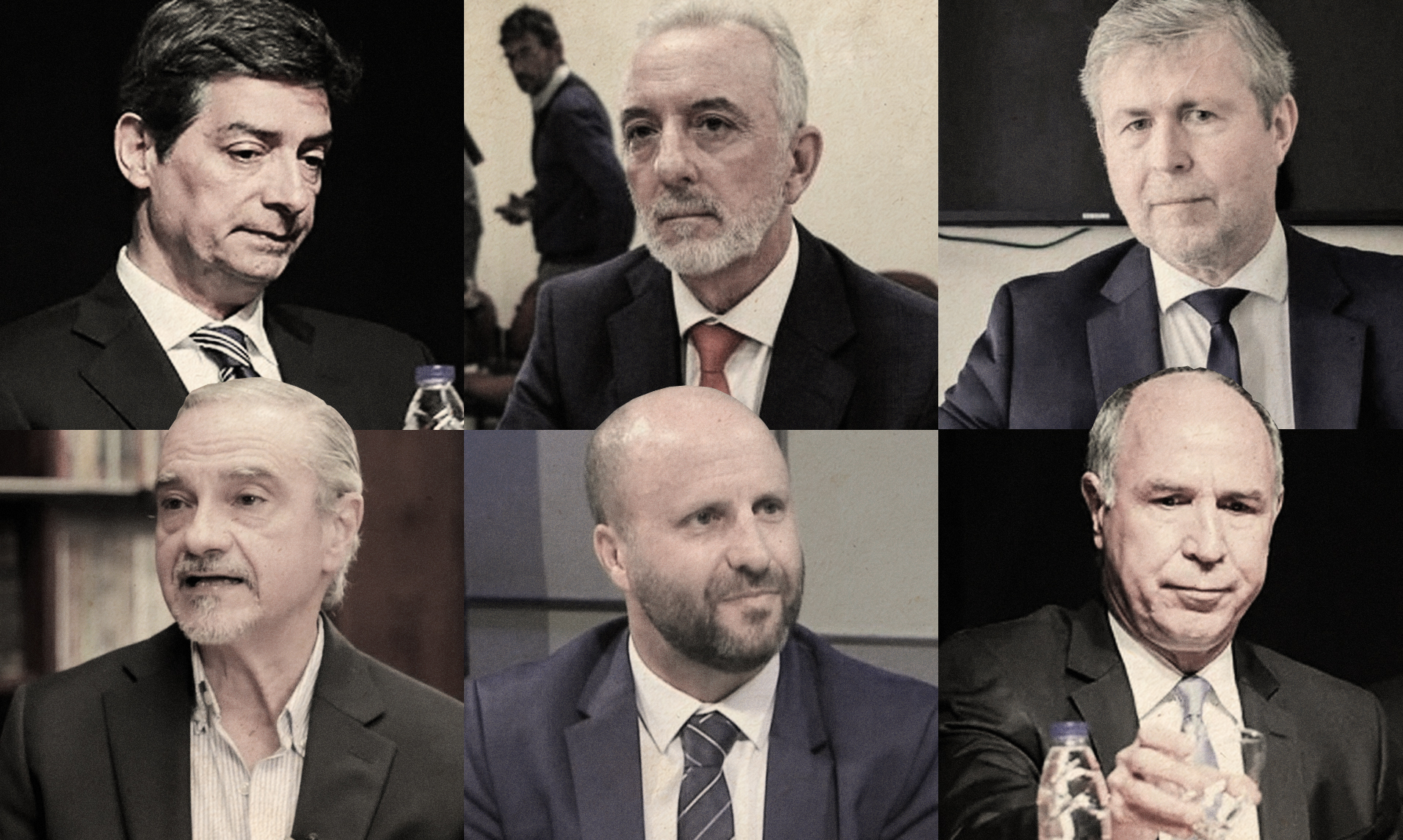 Horacio Rosatti, Marcelo Bailaque, Héctor Daniel Marchi (arriba), Guillermo Yacobucci, Mariano Borinsky y Ricardo Lorenzetti (abajo)